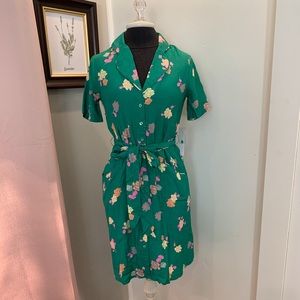 ModCloth Green Floral Buttoned Down Dress NWT